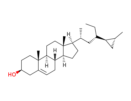 Molecular Structure of 114174-00-4 ((23R)-23-[(1S,2S)-2-Methylcyclopropyl]-26,27-dinorcholest-5-en-3β-ol)