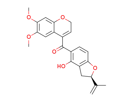 Molecular Structure of 70186-80-0 ((-)-(R)-(6,7-dimethoxy-2H-chromen-4-yl)(4-hydroxy-2-isopropenyl-2,3-dihydrobenzofuran-5-yl)methanone)