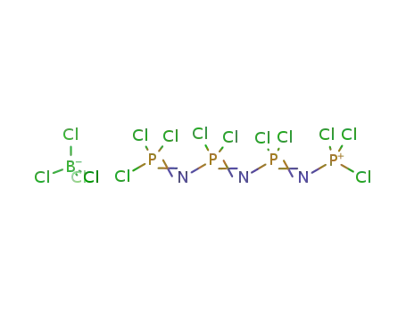 Molecular Structure of 21246-65-1 ({Cl(Cl<sub>2</sub>PN)3PCl<sub>3</sub>}<sup>(1+)</sup>*{BCl<sub>4</sub>}<sup>(1-)</sup>={Cl(Cl<sub>2</sub>PN)3PCl<sub>3</sub>}{BCl<sub>4</sub>})