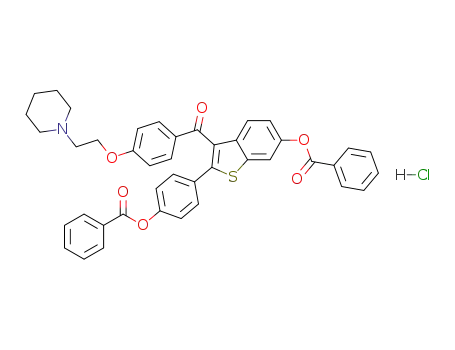 Molecular Structure of 84449-83-2 (6-benzoyloxy-2-(4-benzoyloxyphenyl)-3-[4-(2-piperidinoethoxy)benzoyl]benzo[b]thiophene, hydrochloride)