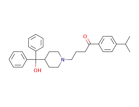 Molecular Structure of 185066-40-4 (1-Butanone,
4-[4-(hydroxydiphenylmethyl)-1-piperidinyl]-1-[4-(1-methylethyl)phenyl]-)