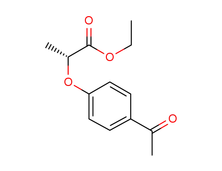 Molecular Structure of 131775-56-9 (Propanoic acid, 2-(4-acetylphenoxy)-, ethyl ester, (2R)-)