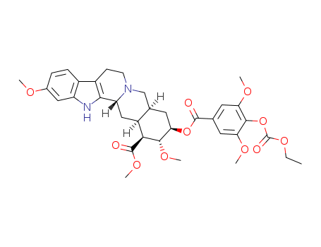 Yohimban-16-carboxylicacid, 18-[[4-[(ethoxycarbonyl)oxy]-3,5-dimethoxybenzoyl]oxy]-11,17-dimethoxy-,methyl ester, (3b,16b,17a,18b,20a)- cas  84-36-6