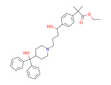 Molecular Structure of 174483-06-8 (ethyl 4-[4[4-(hydroxydiphenylmethyl)-1-piperidinyl]-1-hydroxybutyl]-α,α-dimethylbenzeneacetate)