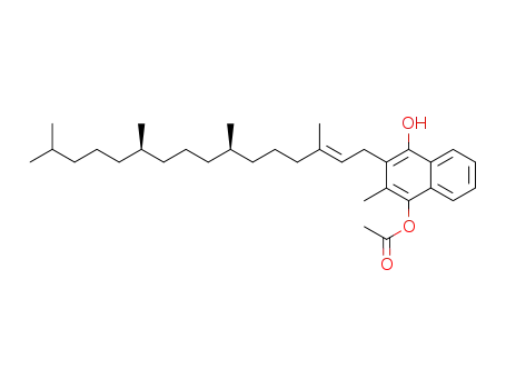 Molecular Structure of 50281-47-5 (4-Hydroxy-2-methyl-3-<(2E,7R,11R)-3,7,11,15-tetramethylhexadec-2-enyl>naphth-1-yl Acetate)