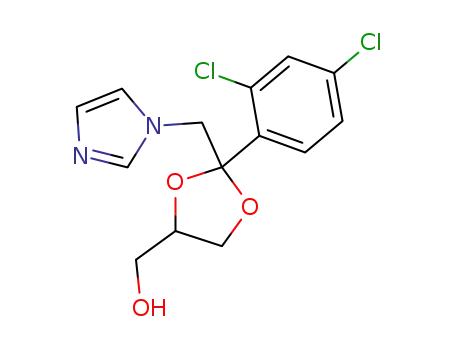 Molecular Structure of 84682-23-5 (2-(2,4-DICHLOROPHENYL)-2-(1H-IMIDAZOL-1-YL METHYL)-1,3-DIOXOLANE-4-METHANOL)