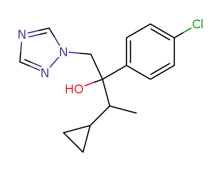 Molecular Structure of 94361-07-6 (1H-1,2,4-Triazole-1-ethanol, .alpha.-(4-chlorophenyl)-.alpha.-(1-cyclopropylethyl)-, (R*,S*)-)