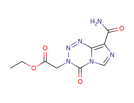 Molecular Structure of 157466-97-2 (ethyl (8-carbamoyl-3,4-dihydro-4-oxoimidazo<5,1-d>-1,2,3,5-tetrazin-3-yl)acetate)