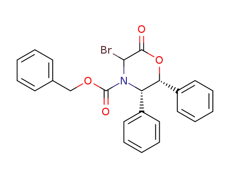 Molecular Structure of 100570-94-3 ((5S,6R)-3-Bromo-2-oxo-5,6-diphenyl-morpholine-4-carboxylic acid benzyl ester)
