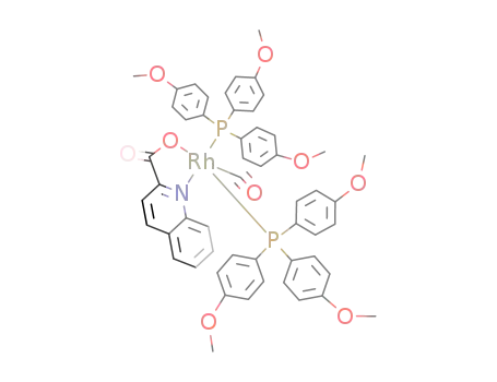 Molecular Structure of 119854-20-5 ((2-quinaldinate)(carbonyl)(P(4-CH<sub>3</sub>O-C<sub>5</sub>H<sub>4</sub>)3)2rhodium(I))