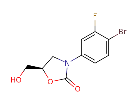 Molecular Structure of 1369530-77-7 ((S)-3-(4-bromo-3-fluorophenyl)-5-(hydroxymethyl)oxazolidin-2-one)