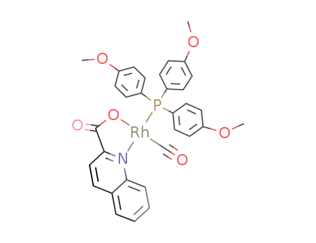 Molecular Structure of 119882-07-4 ((2-quinaldinate)(carbonyl)(P(4-CH<sub>3</sub>O-C<sub>5</sub>H<sub>4</sub>)3)rhodium(I))