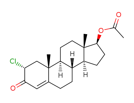 Molecular Structure of 855-60-7 (17β-acetoxy-2α-chloro-androst-4-en-3-one)