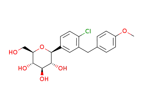 Molecular Structure of 333359-90-3 ((2S,3R,4R,5S,6R)-2-(4-chloro-3-(4-methoxybenzyl)phenyl)-6-(hydroxymethyl)tetrahydro-2H-pyran-3,4,5-triol)