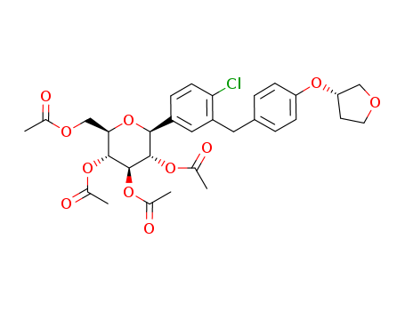 (1S)-1,5-anhydro-2,3,4,6-tetra-O-acteyl-1-C-[4-chloro-3-[[4-[[(3S)-tetrahydrofu-ran-3-yl]oxy] phenyl] methyl]phenyl]-D-Glucitol