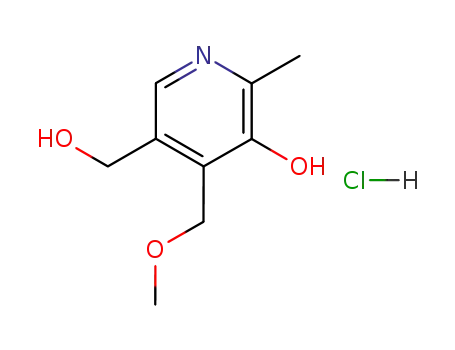 Molecular Structure of 3131-27-9 (3-hydroxy-5-hydroxymethyl-4-methoxymethyl-2-methylpyridinium chloride)