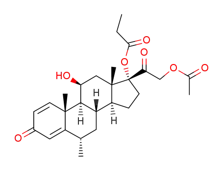 Pregna-1,4-diene-3,20-dione,21-(acetyloxy)-11-hydroxy-6-methyl-17-(1-oxopropoxy)-, (6a,11b)-