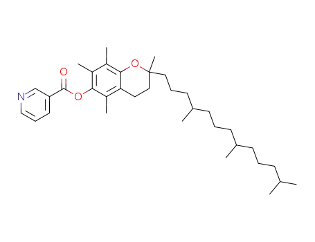 Molecular Structure of 86362-36-9 (3,4-dihydro-2,5,7,8-tetramethyl-2-(4,8,12-trimethyltridecyl)-2H-1-benzopyran-6-yl nicotinate)