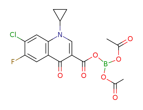 Molecular Structure of 119489-54-2 (3-Quinolinecarboxylic acid, 7-chloro-1-cyclopropyl-6-fluoro-1,4-dihydro-4-oxo-, anhydride with boric acid (H3BO3), anhydride with acetic acid (1:1:2))