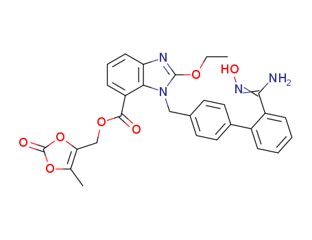 (5-methyl-2-oxo-2H-1,3-dioxol-4yl)methyl 2-ethoxy-1-[(4-(2-[N-hydroxy-carbamimidoyl]phenyl)phenyl)-methyl]-1H-1,3-benzodiazole-7-carboxylate