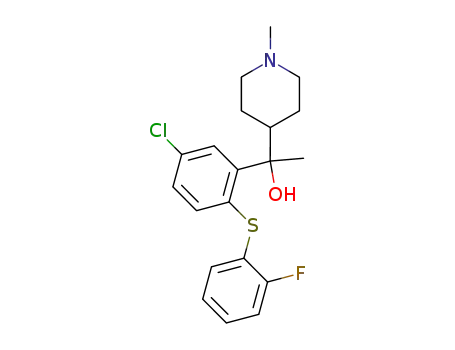 Molecular Structure of 83986-13-4 (1-[5-Chloro-2-(2-fluoro-phenylsulfanyl)-phenyl]-1-(1-methyl-piperidin-4-yl)-ethanol)