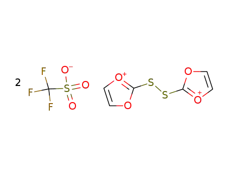 Molecular Structure of 88734-22-9 (2,2'-Dithiobis(1,3-dioxolium)-bis(trifluormethansulfonat))
