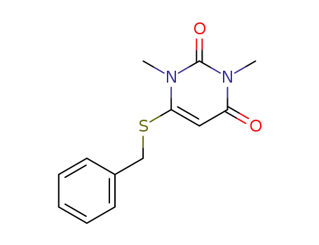 Molecular Structure of 120289-81-8 (6-(benzylsulfanyl)-1,3-dimethyl-2,4(1H,3H)-pyrimidinedione)