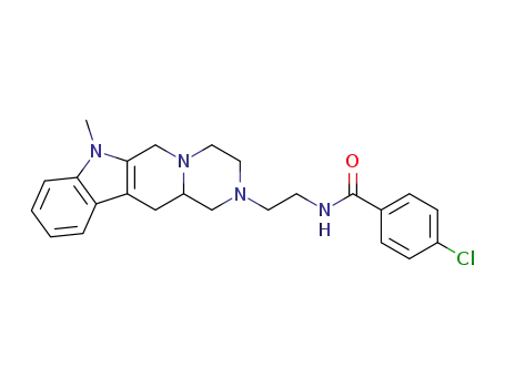 Molecular Structure of 79108-57-9 (4-Chloro-N-[2-(7-methyl-3,4,6,7,12,12a-hexahydro-1H-pyrazino[1',2':1,6]pyrido[3,4-b]indol-2-yl)-ethyl]-benzamide)