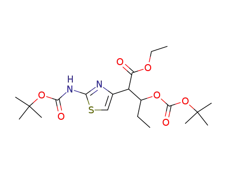 Molecular Structure of 1026906-47-7 (2-(2-tert-Butoxycarbonylamino-thiazol-4-yl)-3-tert-butoxycarbonyloxy-pentanoic acid ethyl ester)