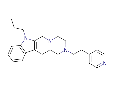 Molecular Structure of 79123-19-6 (7-Propyl-2-(2-pyridin-4-yl-ethyl)-1,2,3,4,6,7,12,12a-octahydro-pyrazino[1',2':1,6]pyrido[3,4-b]indole)