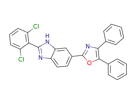 Molecular Structure of 1137670-77-9 (2-(2,6-dichloro-phenyl)-6-(4,5-diphenyl-oxazol-2-yl)-1H-benzoimidazole)