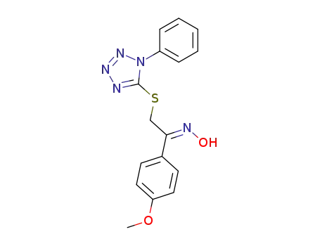 Molecular Structure of 145614-26-2 (α-<1-phenyl-5(1H)-tetrazolylthio>-4-methoxyacetophenone oxime)