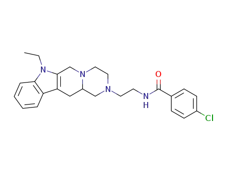Molecular Structure of 79108-60-4 (4-Chloro-N-[2-(7-ethyl-3,4,6,7,12,12a-hexahydro-1H-pyrazino[1',2':1,6]pyrido[3,4-b]indol-2-yl)-ethyl]-benzamide)