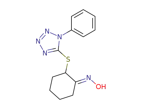 Molecular Structure of 145614-34-2 (2-<1-phenyl-5(1H)-tetrazolylthio>cyclohexanone oxime)