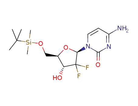 Molecular Structure of 1151528-36-7 (4-amino-1-((2R,4R,5R)-5-(((tert-butyldimethylsilyl)oxy)methyl)-3,3-difluoro-4-hydroxytetrahydrofuran-2-yl)pyrimidin-2(1H)-one)
