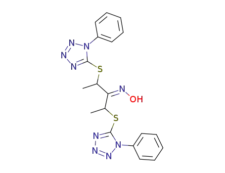 Molecular Structure of 145614-24-0 (2,4-Bis-(1-phenyl-1H-tetrazol-5-ylsulfanyl)-pentan-3-one oxime)