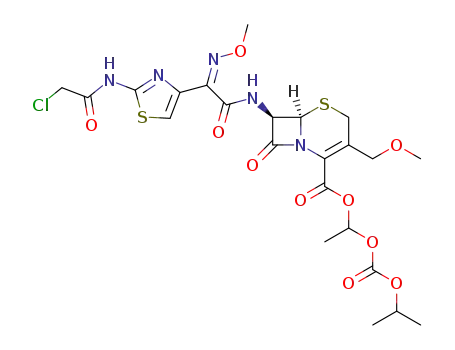Molecular Structure of 620962-96-1 ((6R,7R)-7-{2-[2-(2-Chloro-acetylamino)-thiazol-4-yl]-2-[(Z)-methoxyimino]-acetylamino}-3-methoxymethyl-8-oxo-5-thia-1-aza-bicyclo[4.2.0]oct-2-ene-2-carboxylic acid 1-isopropoxycarbonyloxy-ethyl ester)
