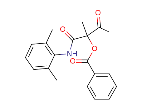 Molecular Structure of 105887-11-4 (Butanamide, 2-(benzoyloxy)-N-(2,6-dimethylphenyl)-2-methyl-3-oxo-)