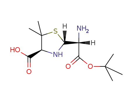 Molecular Structure of 1030-50-8 ((4<i>S</i>)-2<i>t</i>-((<i>R</i>)-amino-<i>tert</i>-butoxycarbonyl-methyl)-5,5-dimethyl-thiazolidine-4<i>r</i>-carboxylic acid)