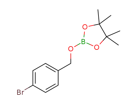 Molecular Structure of 1566593-61-0 (2-((4-bromobenzyl)oxy)-4,4,5,5-tetramethyl-1,3,2-dioxaborolane)