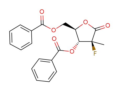 Molecular Structure of 1157884-58-6 (((2R,3R,4S)-3-(benzoyloxy)-4-fluoro-4-methyl-5-oxotetrahydrofuran-2-yl)methylbenzoate)