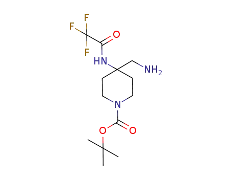 Molecular Structure of 871115-22-9 (4-aminomethyl-4-(2,2,2-trifluoroacetylamino)piperidine-1-carboxylic acid tert-butyl ester)