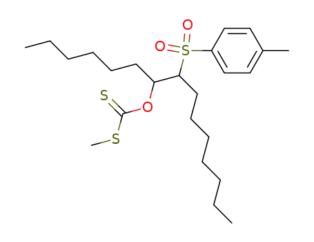 Molecular Structure of 144432-93-9 (Dithiocarbonic acid O-[1-hexyl-2-(toluene-4-sulfonyl)-nonyl] ester S-methyl ester)