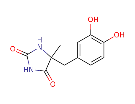 Molecular Structure of 953-74-2 (5-(3,4-dihydroxybenzyl)-5-methylhydantoin)