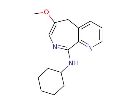 Molecular Structure of 88609-27-2 (5H-Pyrido[2,3-c]azepin-9-amine, N-cyclohexyl-6-methoxy-)