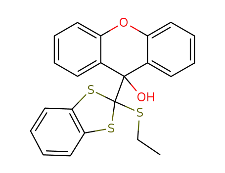 Molecular Structure of 78430-39-4 (9-(2-Ethylsulfanyl-benzo[1,3]dithiol-2-yl)-9H-xanthen-9-ol)