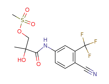 Molecular Structure of 316373-95-2 (N-[4-cyano-3-trifluoromethyl-phenyl]-2-hydroxy-3-methanesulfonyloxy-2-methyl-propionamide)