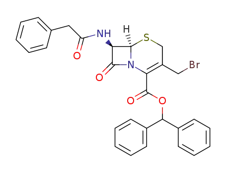 Molecular Structure of 64276-70-6 ((6R,7R)-3-Bromomethyl-8-oxo-7-phenylacetylamino-5-thia-1-aza-bicyclo[4.2.0]oct-2-ene-2-carboxylic acid benzhydryl ester)