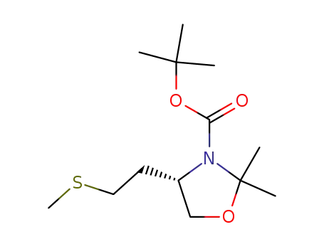 Molecular Structure of 197218-81-8 ((S)-2,2-Dimethyl-4-(2-methylsulfanyl-ethyl)-oxazolidine-3-carboxylic acid tert-butyl ester)