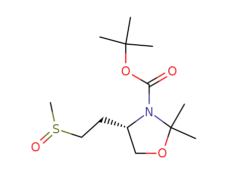 Molecular Structure of 197218-82-9 ((S)-4-(2-Methanesulfinyl-ethyl)-2,2-dimethyl-oxazolidine-3-carboxylic acid tert-butyl ester)